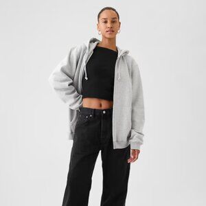 GAP Vintage Soft Full-Zip Hoodie Unisex Size XS - Light Heather Gray